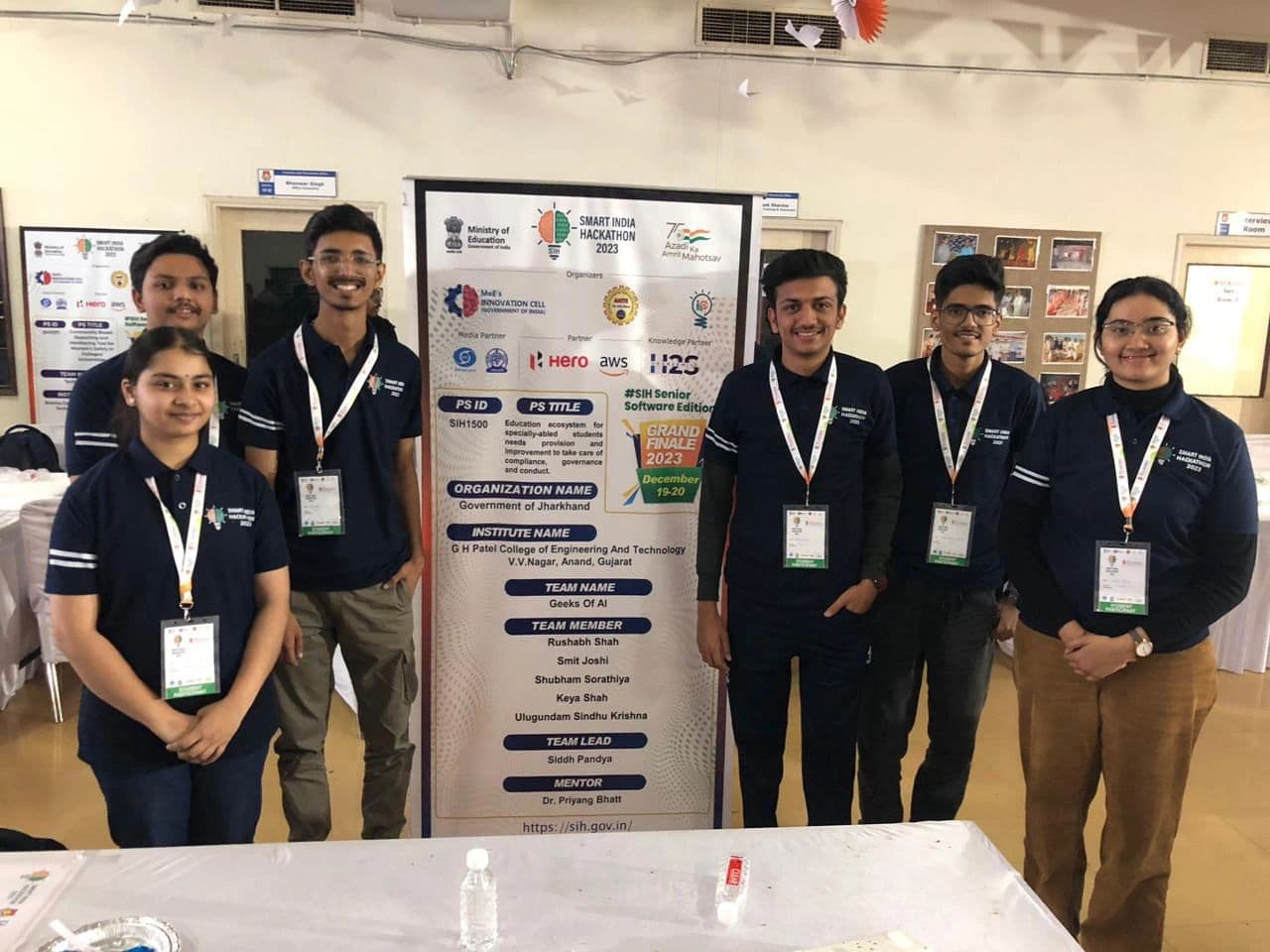 Smit Joshi and the Geeks of AI team at the Smart India Hackathon 2023 Grand Finale