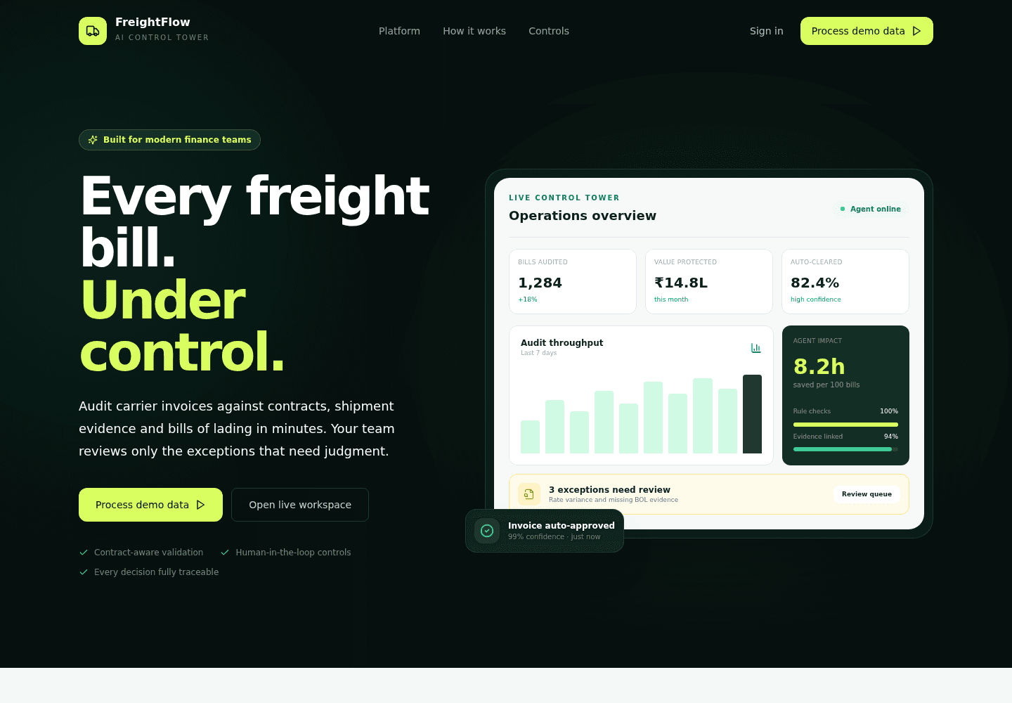 Finance Agent deployed landing page
